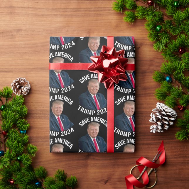 Papel De Presente Save America Trump 2024 Presidente Donald J. Trump (Presente de Natal)