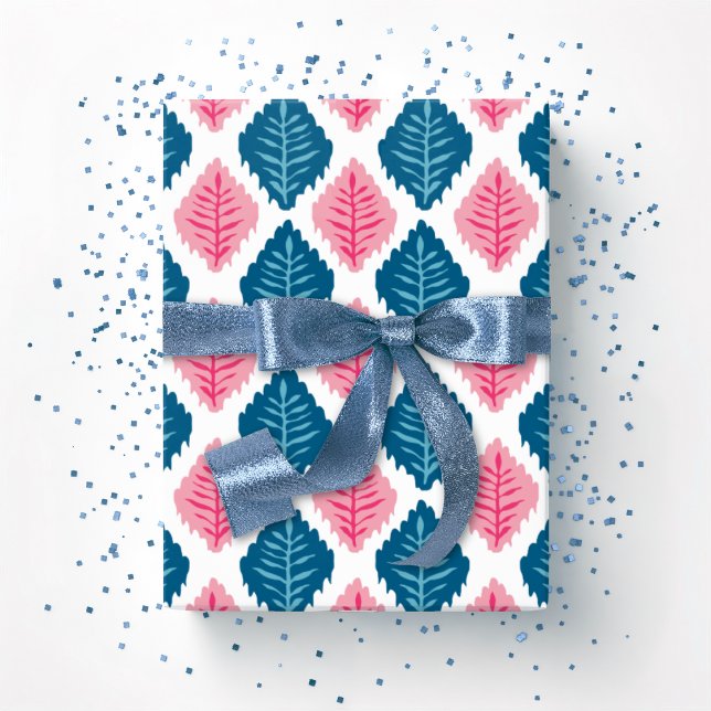 Papel De Presente Scallop Leaf Diamond in Pink and Aqua (Criador carregado)