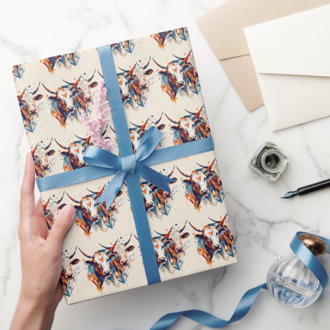 Papel De Presente Scandi Farmhouse Cattle (Presentear)
