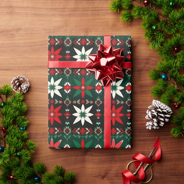 Papel De Presente Scandinavian Fair Isle Christmas Edition 3 (Presente de Natal)