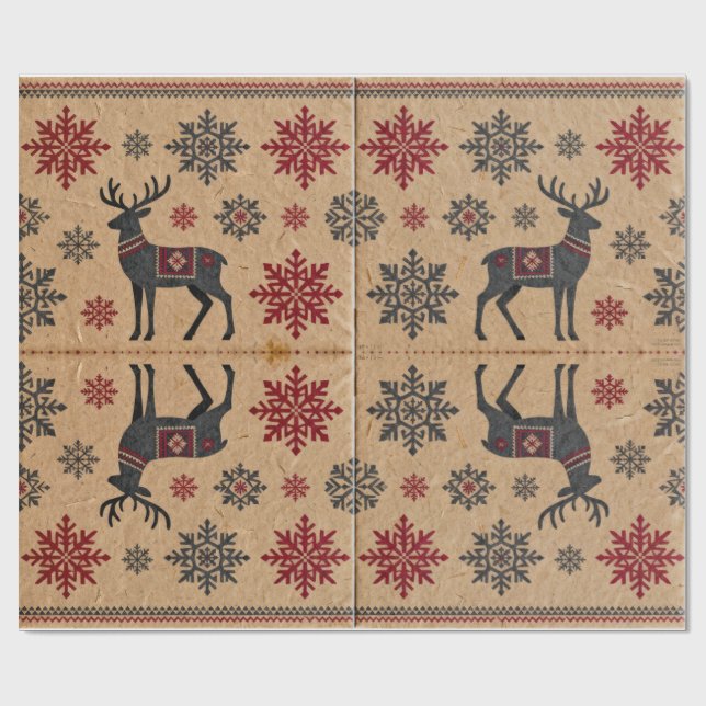 Papel De Presente Scandinavian Folk Art Pattern Wrapping Paper (Aberto)