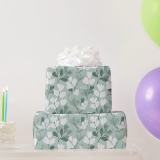 Papel De Presente Scandinavian Light Green Leaf Sage Floral Pattern