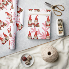 Papel De Presente Scandinavian Red Gnome Christmas