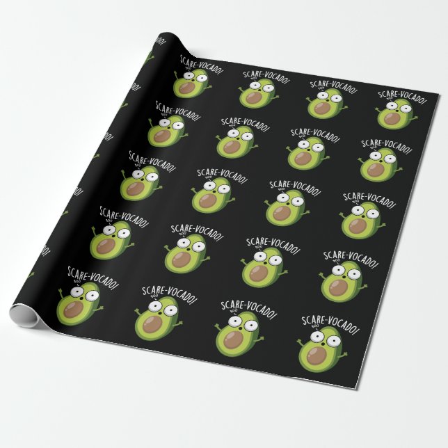Papel De Presente Scare-vocaco Funny Avocado Pun Dark BG (Desenrolado)
