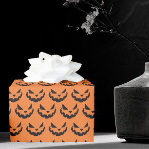 Papel De Presente Scary Jack O Lantern Orange Halloween