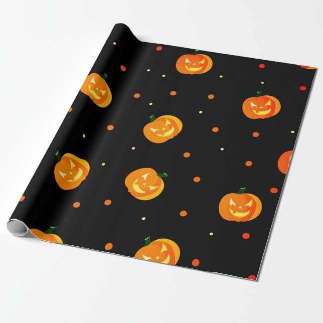 Papel De Presente Scary Jack-o'-lanterna - Festa de Halloween (Desenrolado)