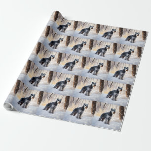 Papel De Presente Schnauzer Deixe Nevar Natal