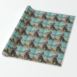 Papel De Presente Schnauzer Dog Christmas Vintage Beach<br><div class="desc">Traga o calor dos feriados para a costa com esta charmosa design inspirada na vintagem, que apresenta um cão festivo sentado numa praia serena. Com um clássico toque de feriado de tons nostálgicos e vibrações costeiras, esta trabalho de arte captura a magia do Natal pelo mar. Perfeito para espalhar alegria...</div>