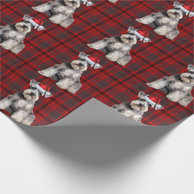 Papel De Presente Schnauzer Santa Dog Holiday Plaid Christmas (Ponta)
