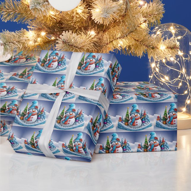 Papel De Presente Schneemann in Winterlandschaft -  (Feriados)
