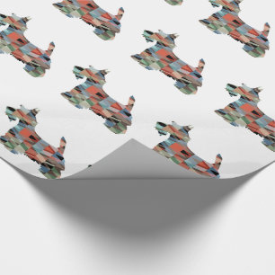 Papel De Presente Scottie Terrier Gemetric Pattern Silhouette Xadrez