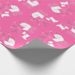 Papel De Presente Scotty Dog Chá de fraldas Scottish Terrier Pink