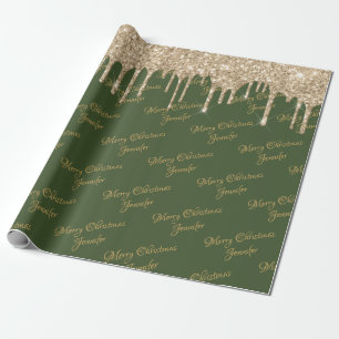 Papel De Presente Script de Nome de Natal de Drivers de Glitter Dour