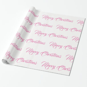 Papel De Presente Script de Rico de Natal Branco e Rosa