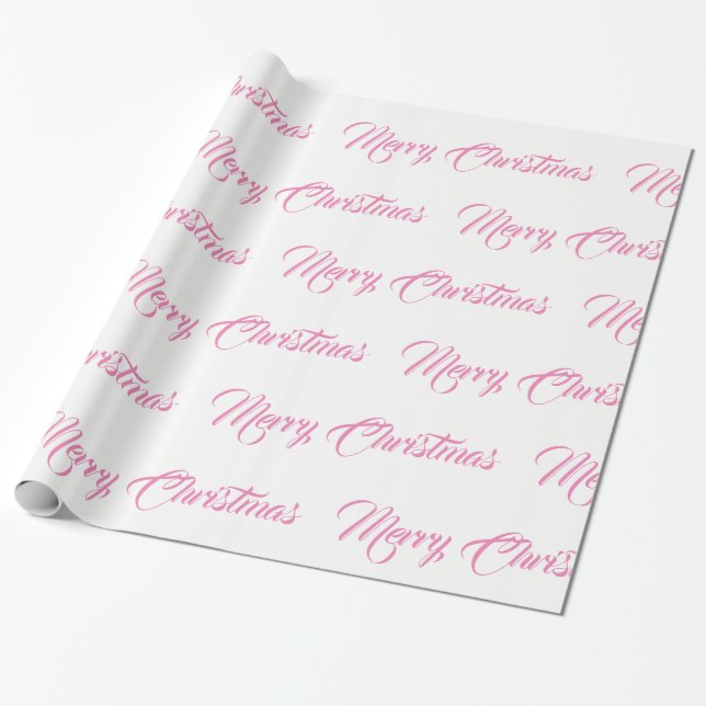 Papel De Presente Script de Rico de Natal Branco e Rosa (Desenrolado)