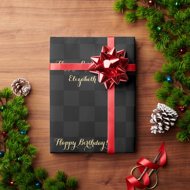 Papel De Presente Script Dourado de Faux Personalizado Moderno do Pa (Presente de Natal)