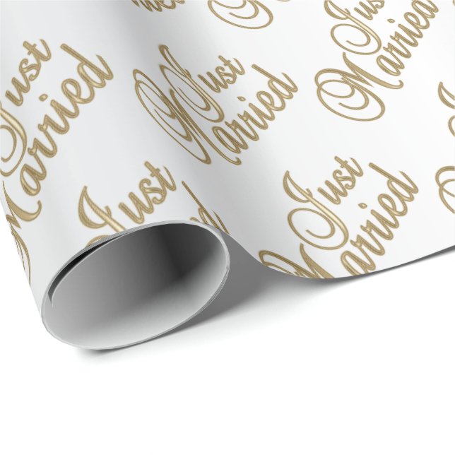 Papel De Presente Script Dourado do recem casados | Casamento (Ponta do rolo)