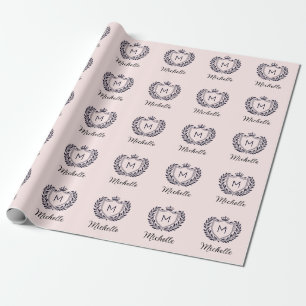 Papel De Presente Script elegante moderno Monograma Nome Personaliza