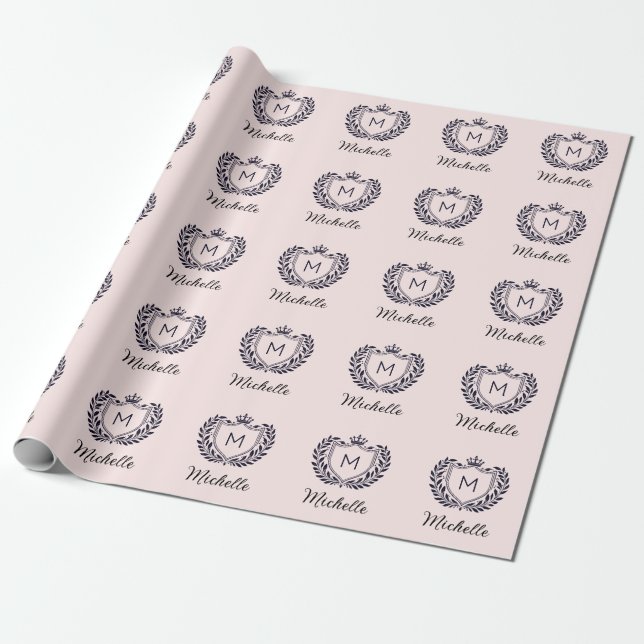 Papel De Presente Script elegante moderno Monograma Nome Personaliza (Desenrolado)