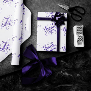 Papel De Presente Script Purple Simples Uva Radiante Obrigado