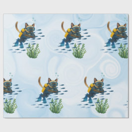 Papel De Presente Scuba Cat Underwater 