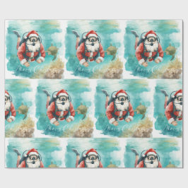 Papel De Presente Scuba Santa Underwater Christmas