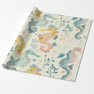 Papel De Presente Sea horses pastell