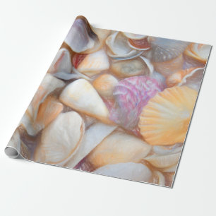 Papel De Presente Sea Shells Ocean Beach Decoupage Art Design