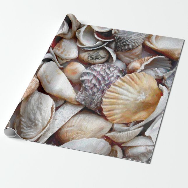 Papel De Presente Sea Shells Ocean Beach Linda desoupage (Desenrolado)