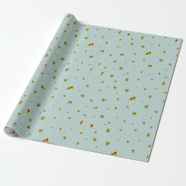 Papel De Presente Seafoam Japanese Sunflower Floral Pattern