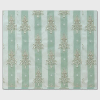 Papel De Presente Seafoam Stiped Velvet-Look Diamond Trees