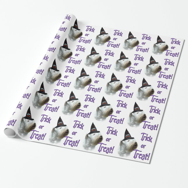 Papel De Presente Sealyham Terrier Trick ou Treat (Desenrolado)