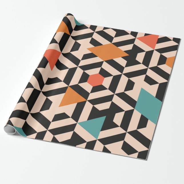 Papel De Presente Seamless abstract pattern of geometric shapes. Geo (Desenrolado)