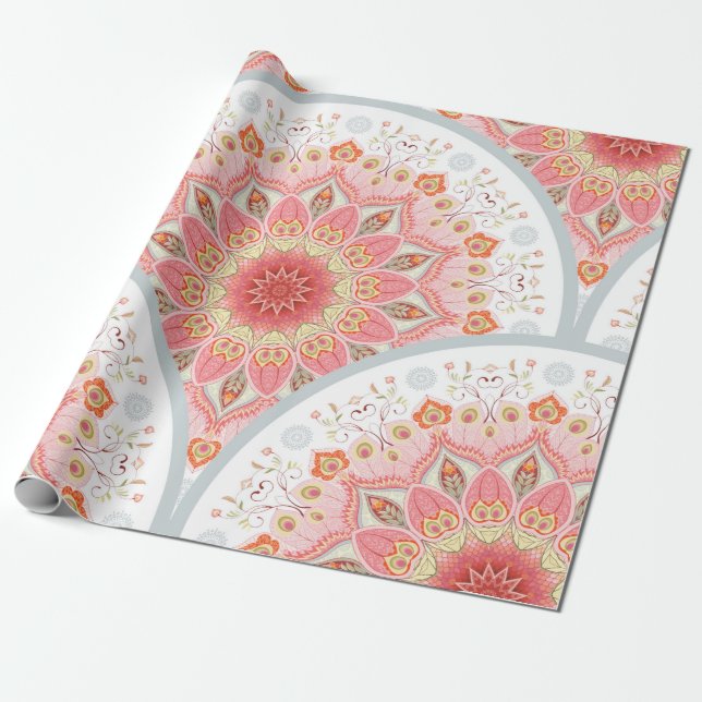 Papel De Presente Seamless background with a round ornament. Orienta (Desenrolado)