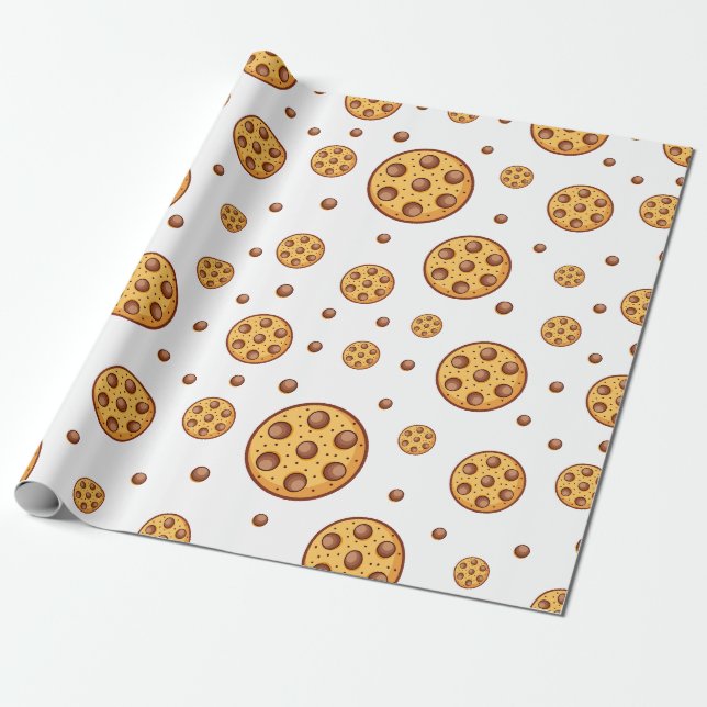 Papel De Presente Seamless chocolate chip cookies pattern (Desenrolado)