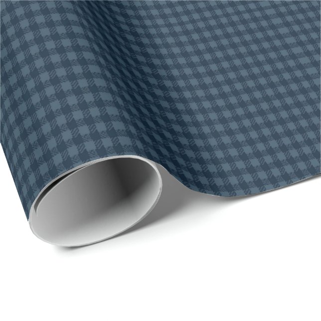 Papel De Presente Seamless Dark Blue & Gray Gingham Rustic Pattern (Ponta do rolo)