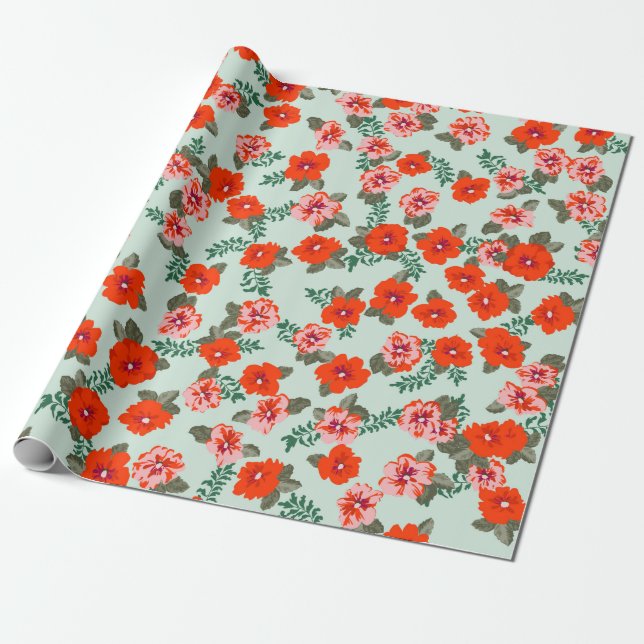 Papel De Presente Seamless ditsy pattern in small cute wild flowers. (Desenrolado)