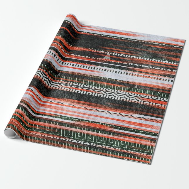 Papel De Presente Seamless ethnic tribal pattern stripes rug design. (Desenrolado)