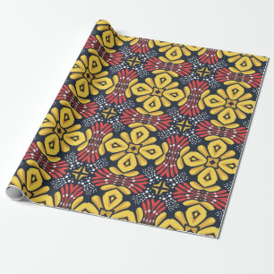 Papel De Presente Seamless floral pattern on black background