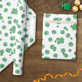 Papel De Presente Seamless Lucky Four-Leaf Clover Pattern