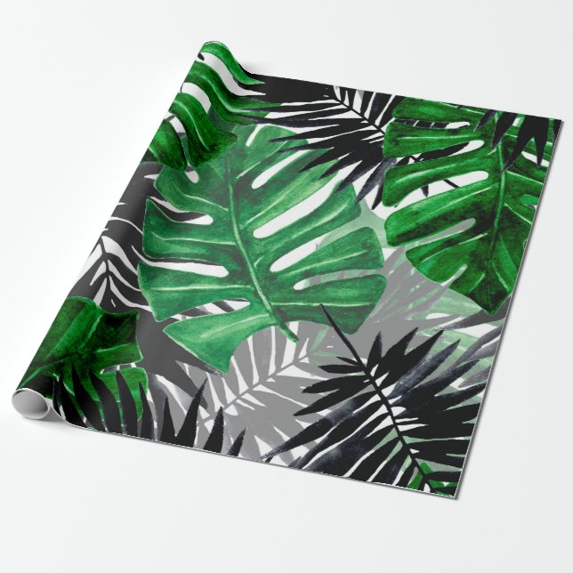 Papel De Presente seamless pattern of tropical leaves and elements o (Desenrolado)