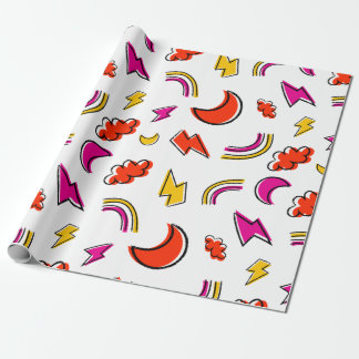 Papel De Presente Seamless pattern with cloud lightning bolt rainbow