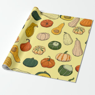 Papel De Presente Seamless pattern with different hand drawn squashe