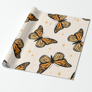 Papel De Presente Seamless pattern with monarch butterflies. Contemp