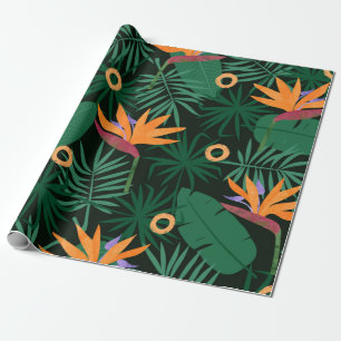Papel De Presente Seamless tropic pattern with strelitzia flowers an