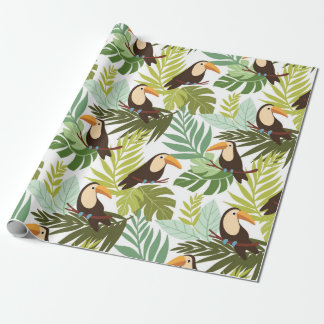 Papel De Presente Seamless tropical pattern with toucan and palm lea