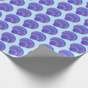 Papel De Presente Seashell Scallops Sea Ocean Pattern BLue Purple