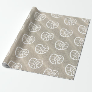 Papel De Presente Seashells & Sand Brancos