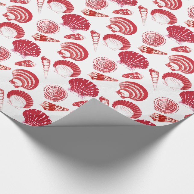 Papel De Presente Seashells - vermelho do cinábrio em um fundo (Ponta)