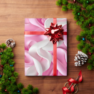 Papel De Presente Seda Rosa e Branca